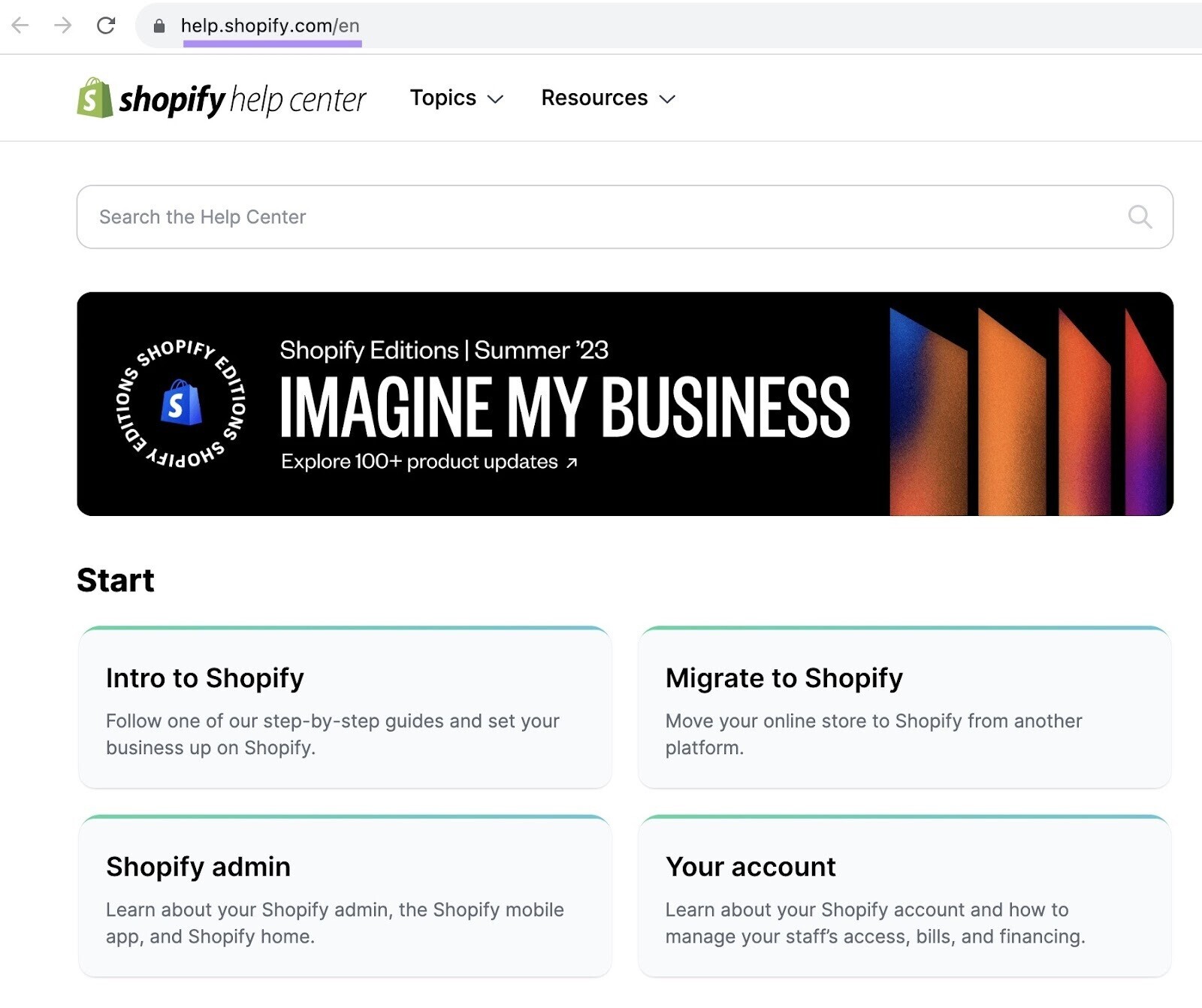Shopify’s Help Center