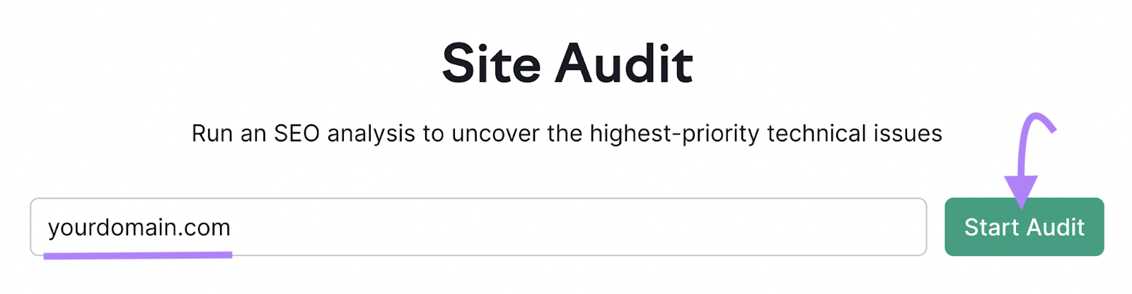 search bar in Semrush’s Site Audit tool