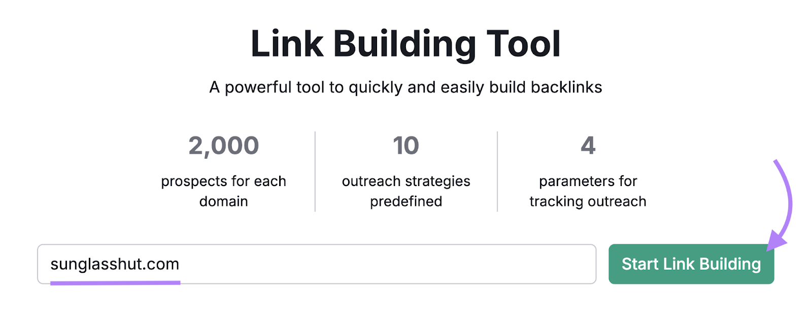 domain is entered into the tool