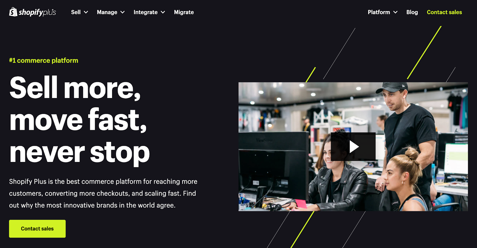 Shopify Plus’s landing pages