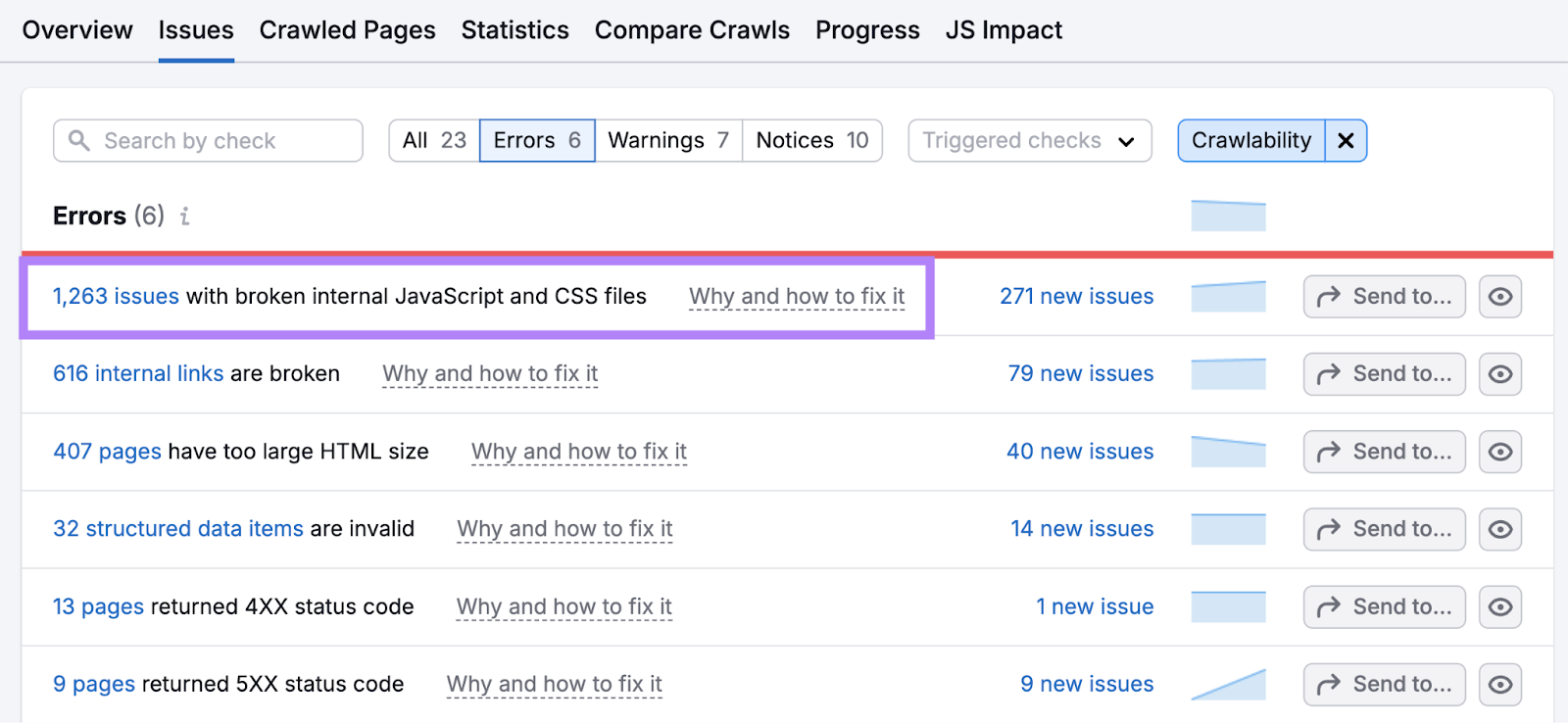 number of issues with broken internal javascript and css files highlighted