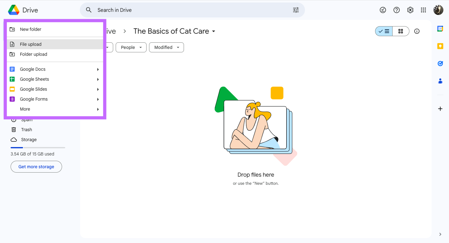 A screenshot of the Google Drive dashboard.