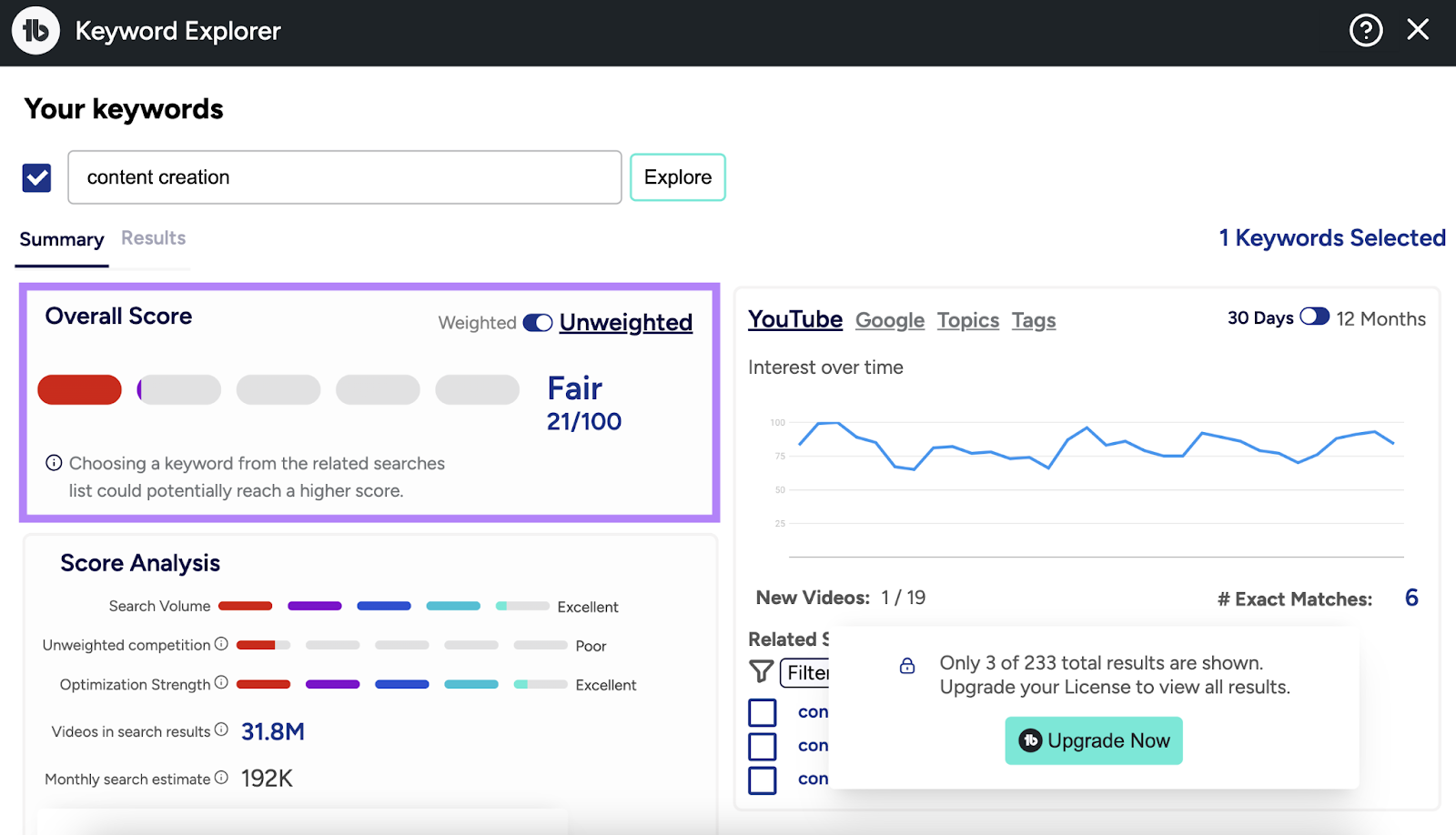 overall score is highlighted in the summary dashboard