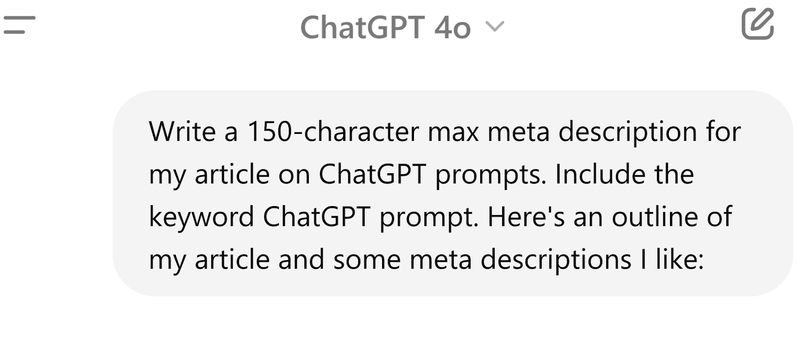 ChatGPT 4o interface displaying a detailed user query