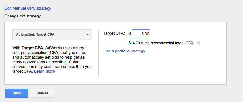 Google Bidding: Target CPS