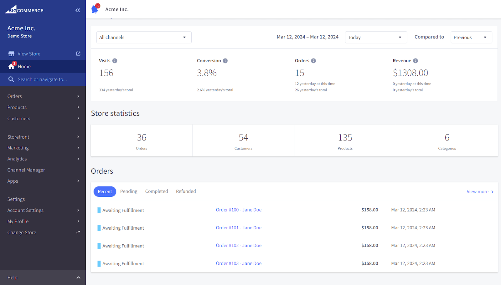 BigCommerce home