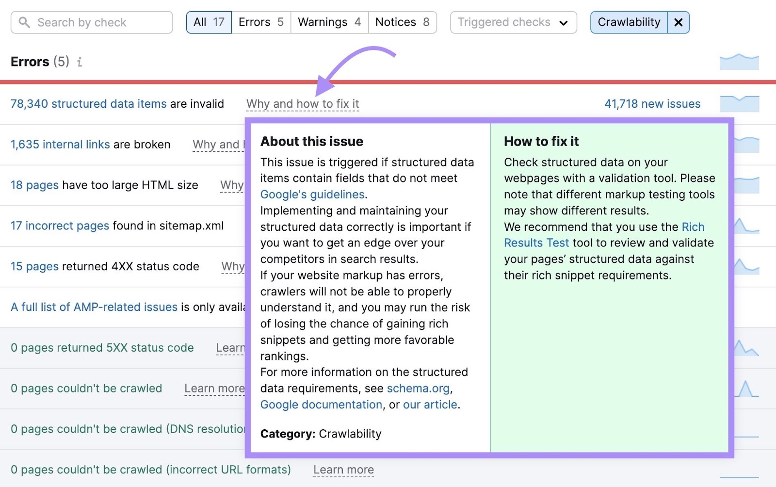 An example of why and how to fix and issue in Site Audit tool