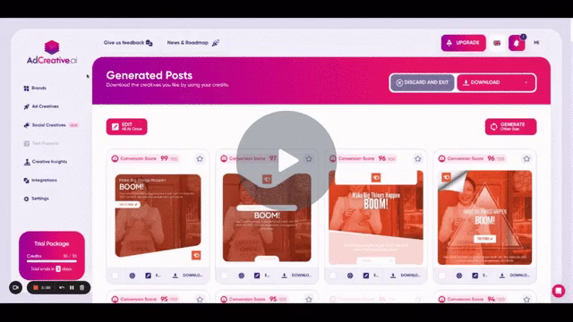 AdCreative.ai generates ad examples for social media