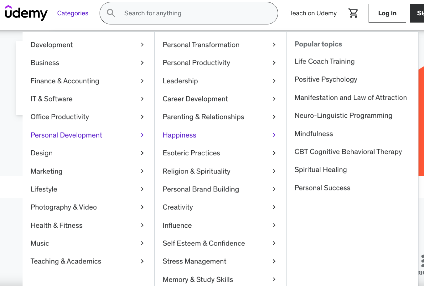 Udemy Categories