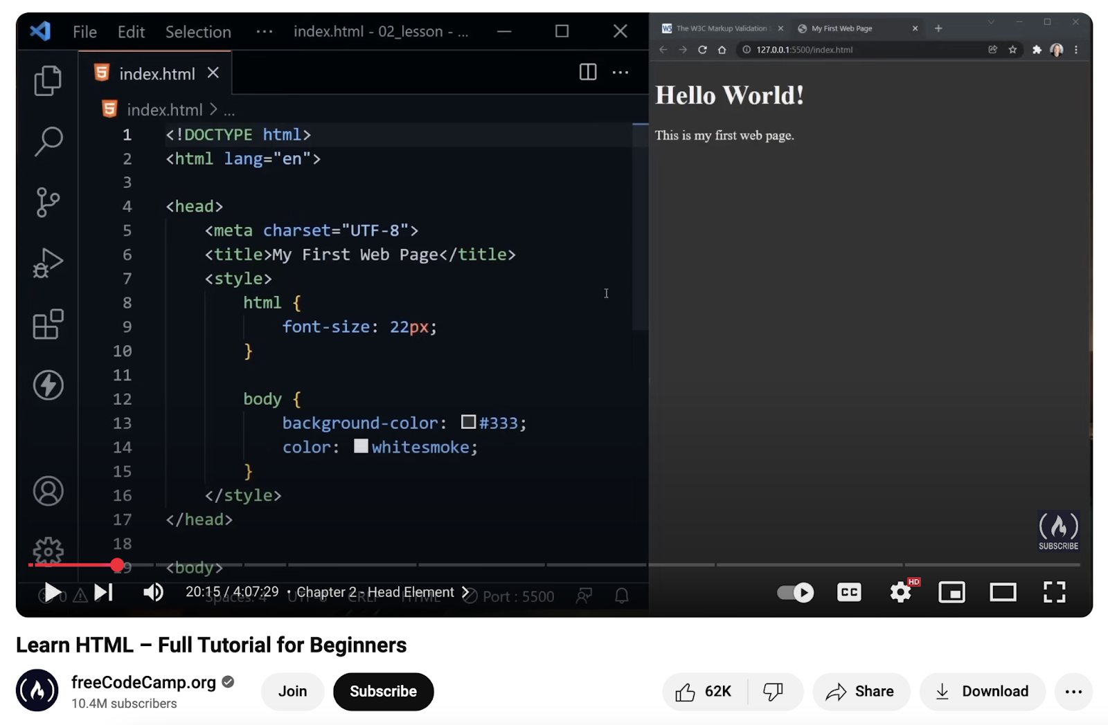 HTML tutorial on YouTube walks through the process.