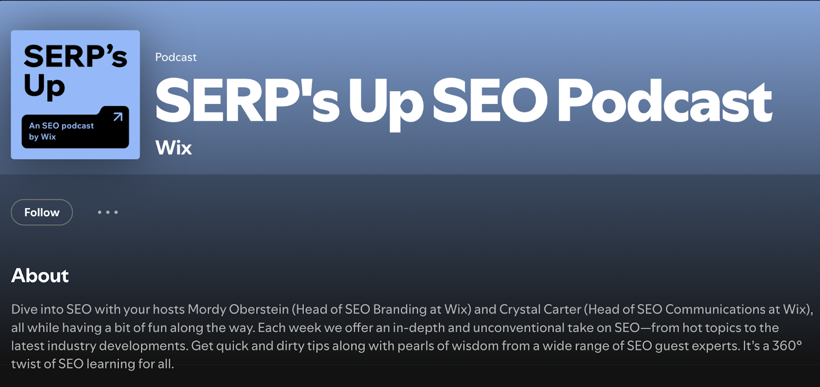 SERP's Up SEO Podcast as it appears on Spotify.