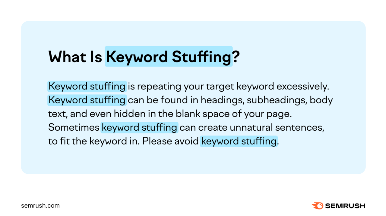 Explanation for the question "What Is Keyword Stuffing?"