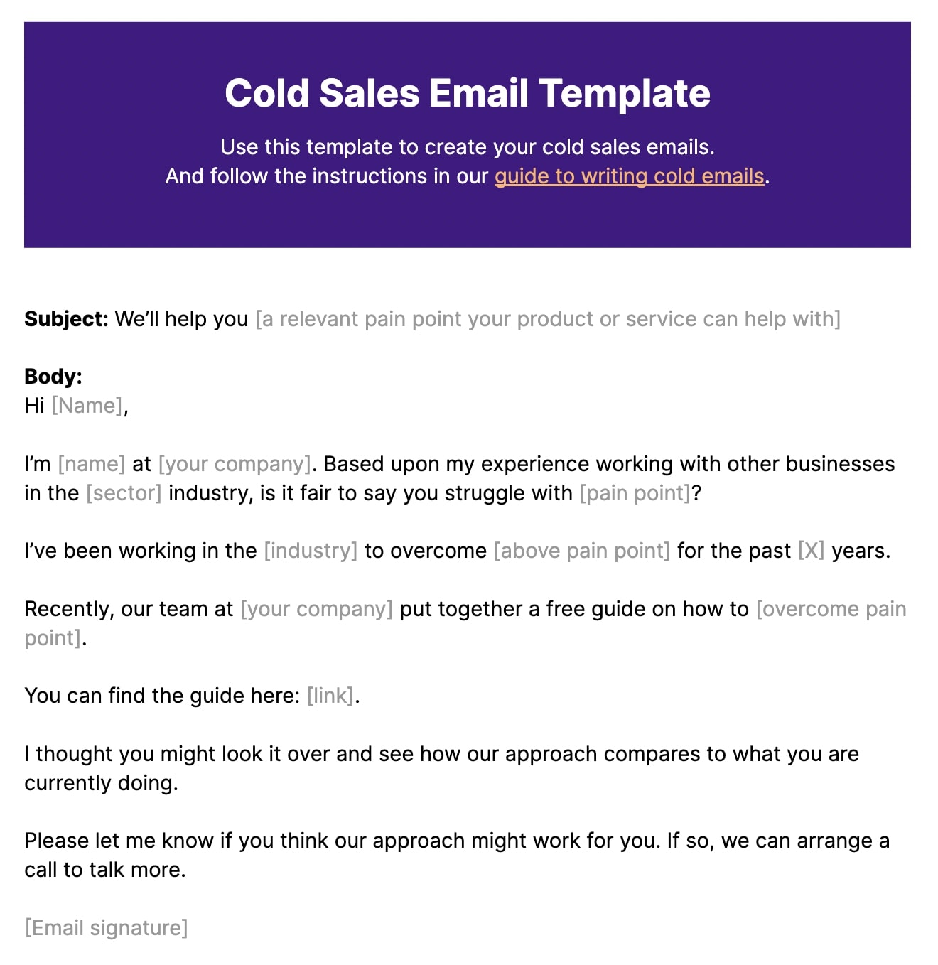 Cold Sales Email Template