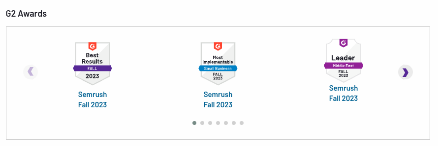 Semrush G2 awards