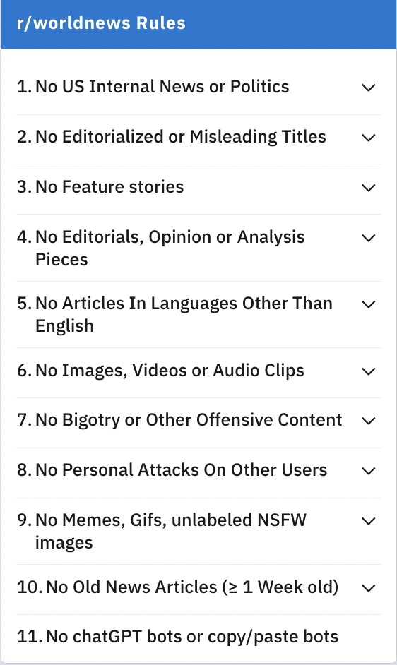 r/worldnews Rules page