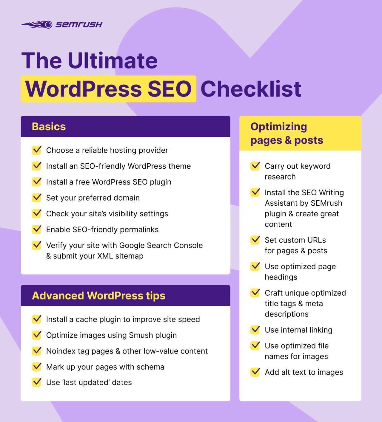 SEMrush WordPress SEO Infographic example