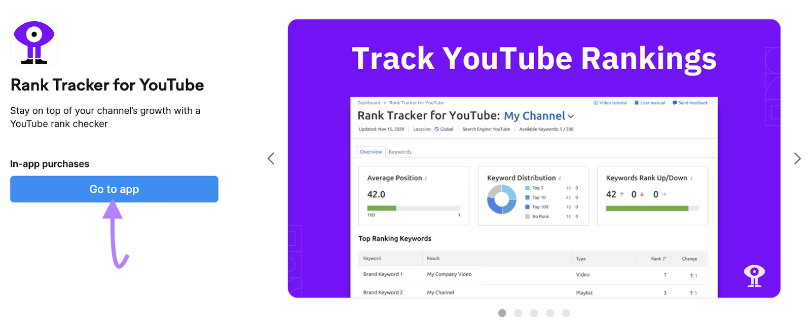 Rank Tracker for YouTube page