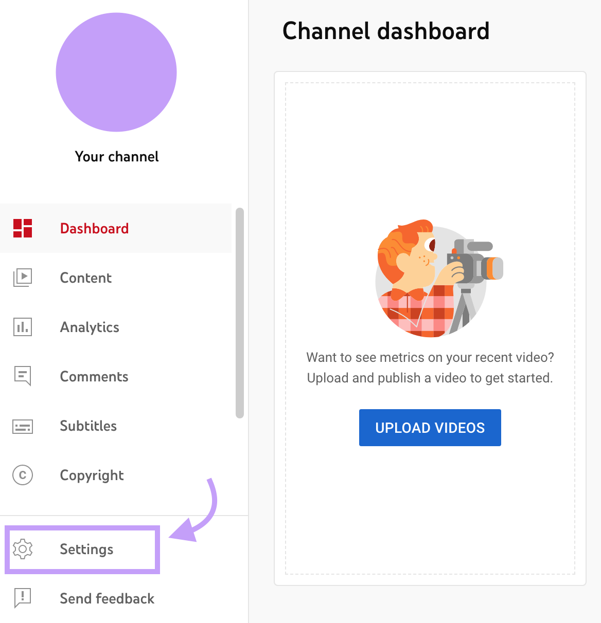 YouTube Studio account settings