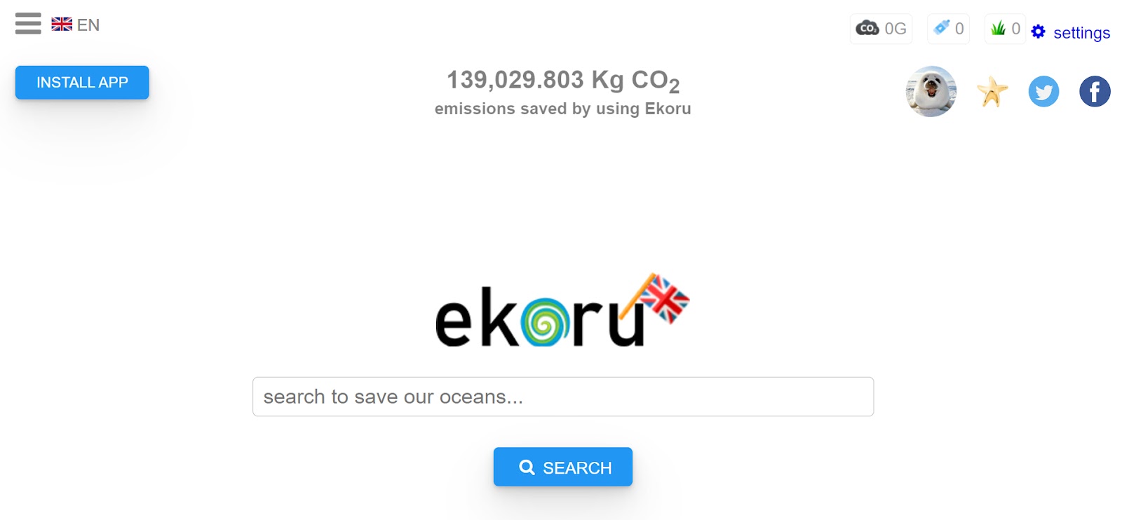 Ekoru search engine