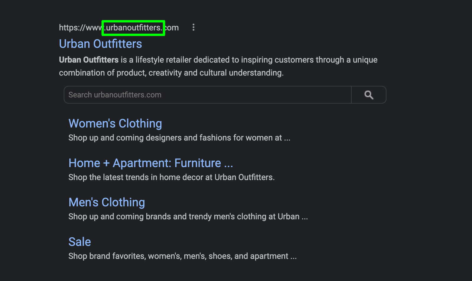 The domain name for retailer Urban Outfitters is very straightforward.