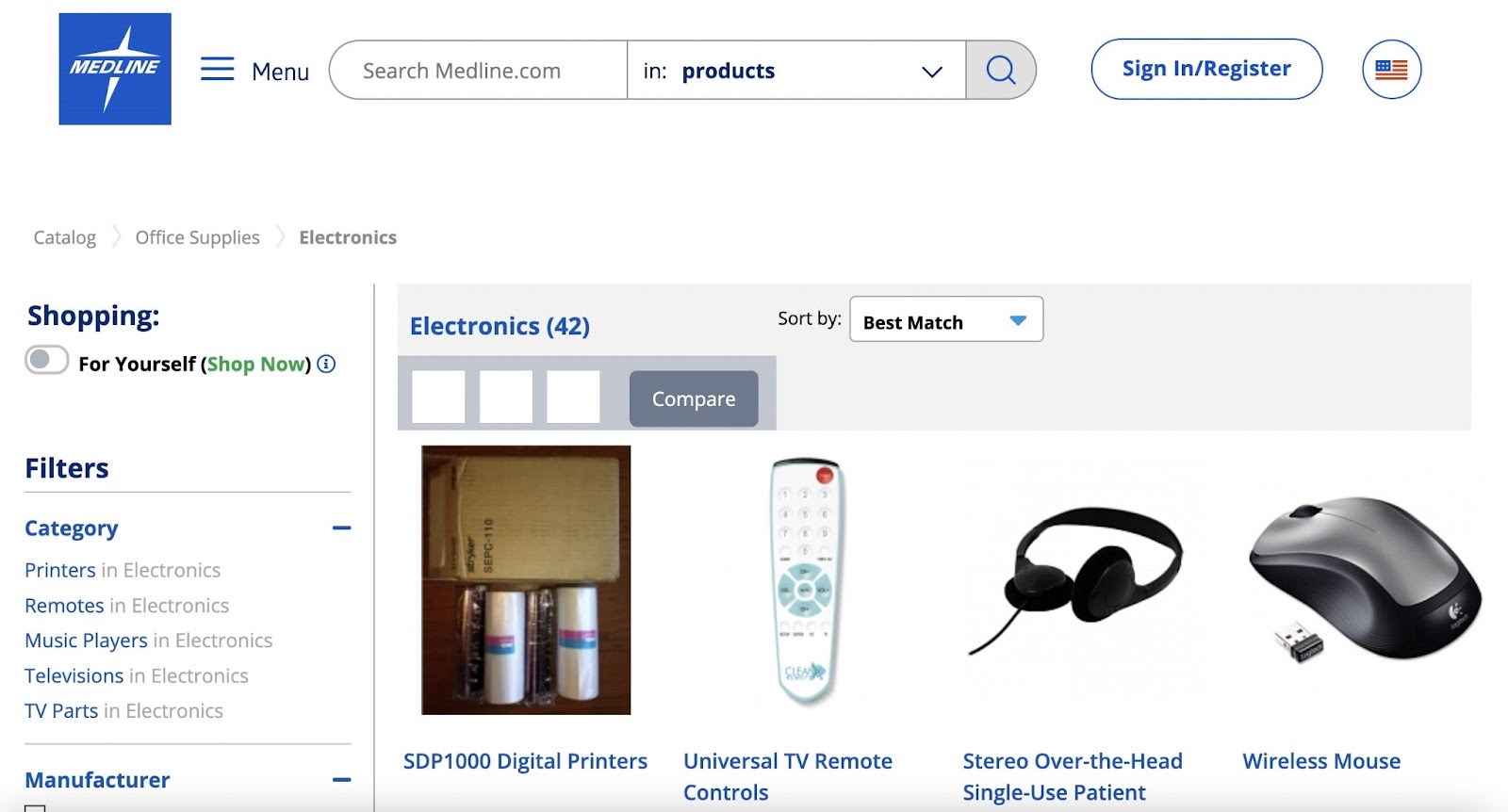 Medline electronics page