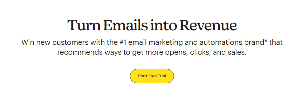 Mailchimp landing page with UVP