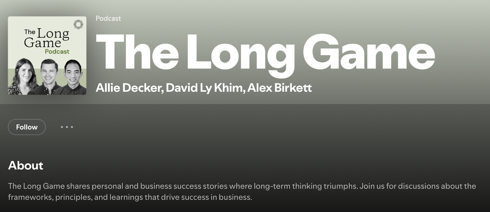 The Long Game podcast as it appears on Spotify.