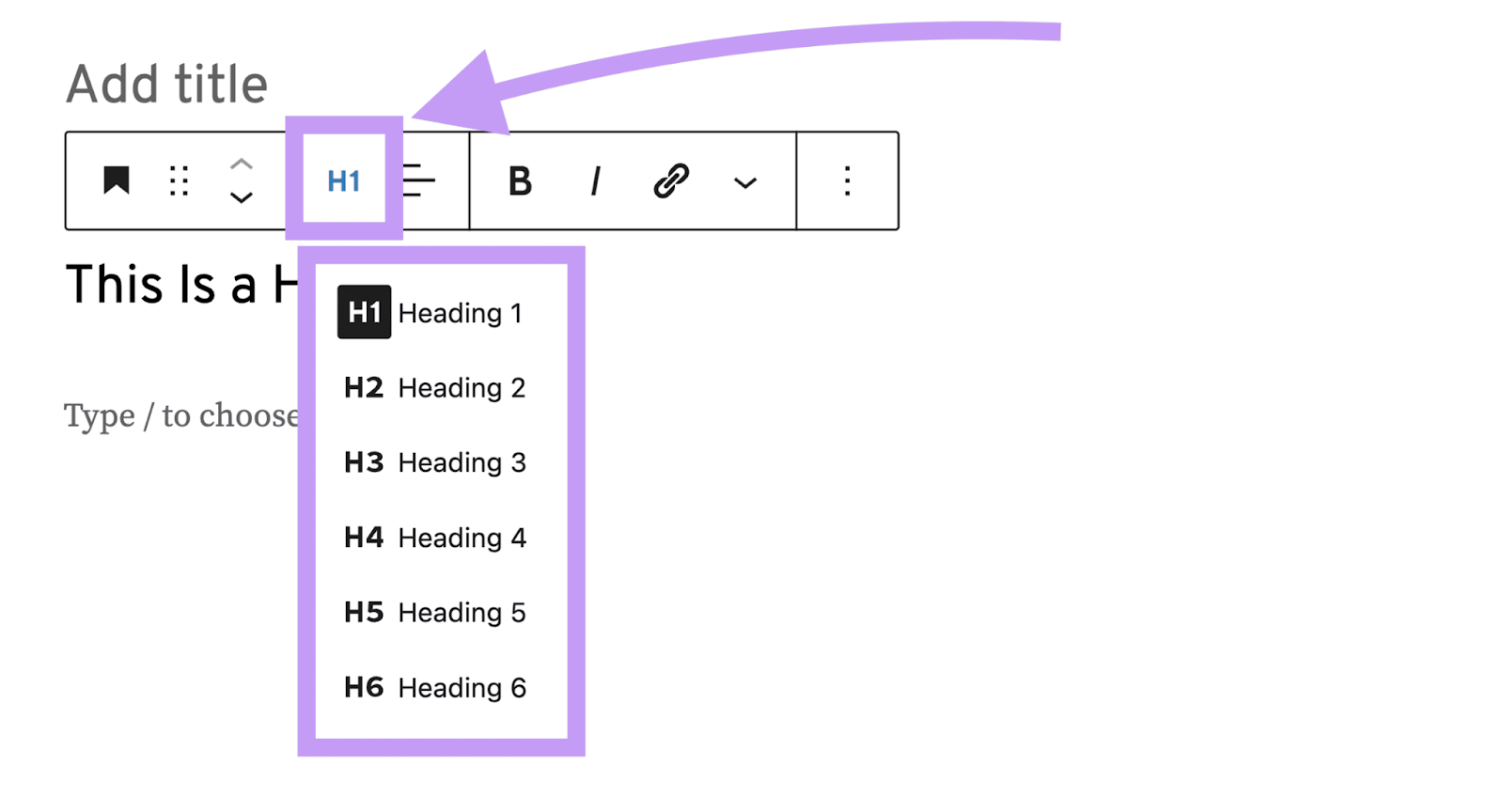 heading settings in WordPress