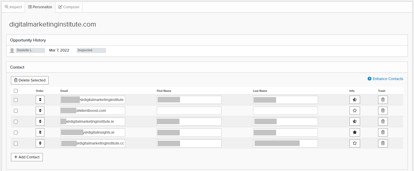 Obtaining email addresses associated with your target sites in Pitchbox