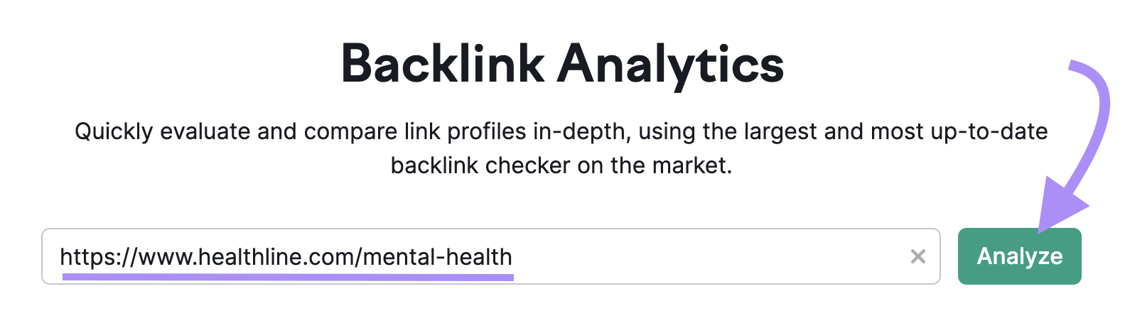 Backlink Analytics tool search bar