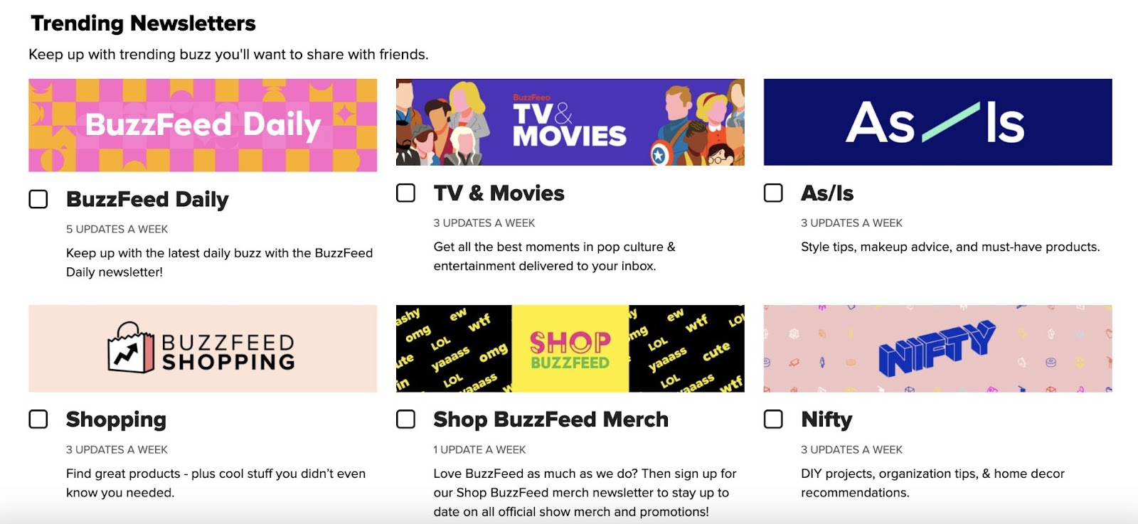 BuzzFeed's trending newsletters