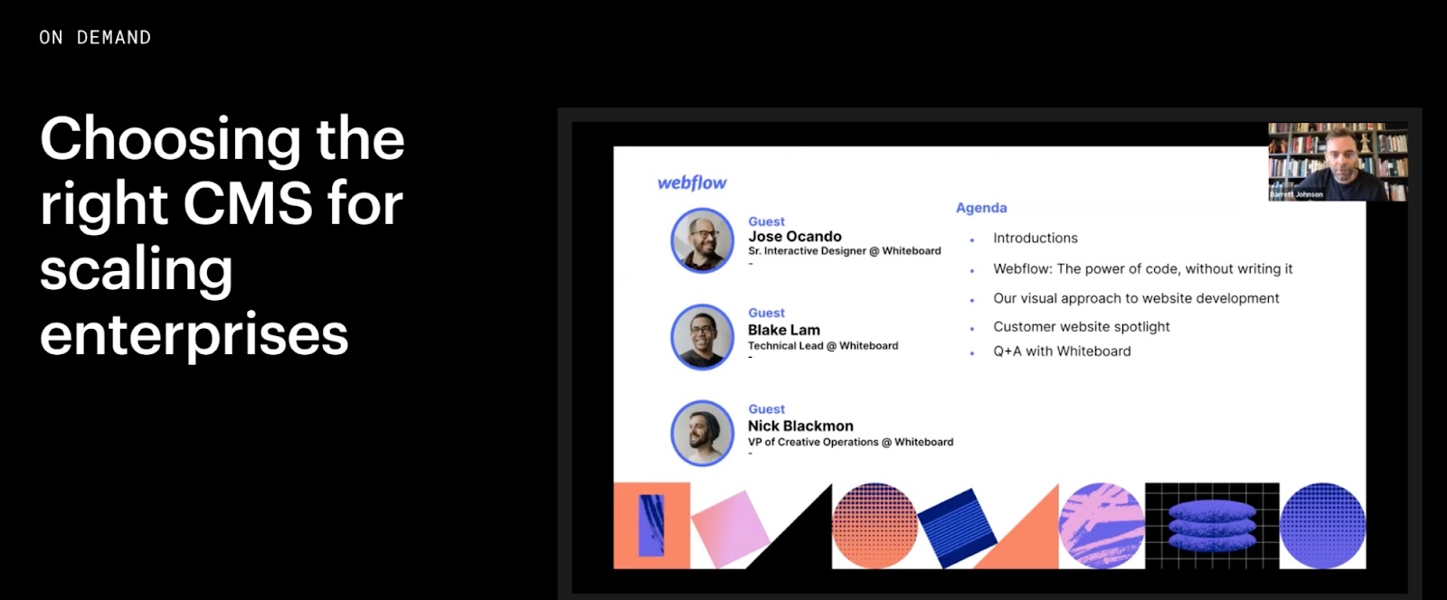Webflow's "Choosing the right CMS for scaling enterprises" replay page
