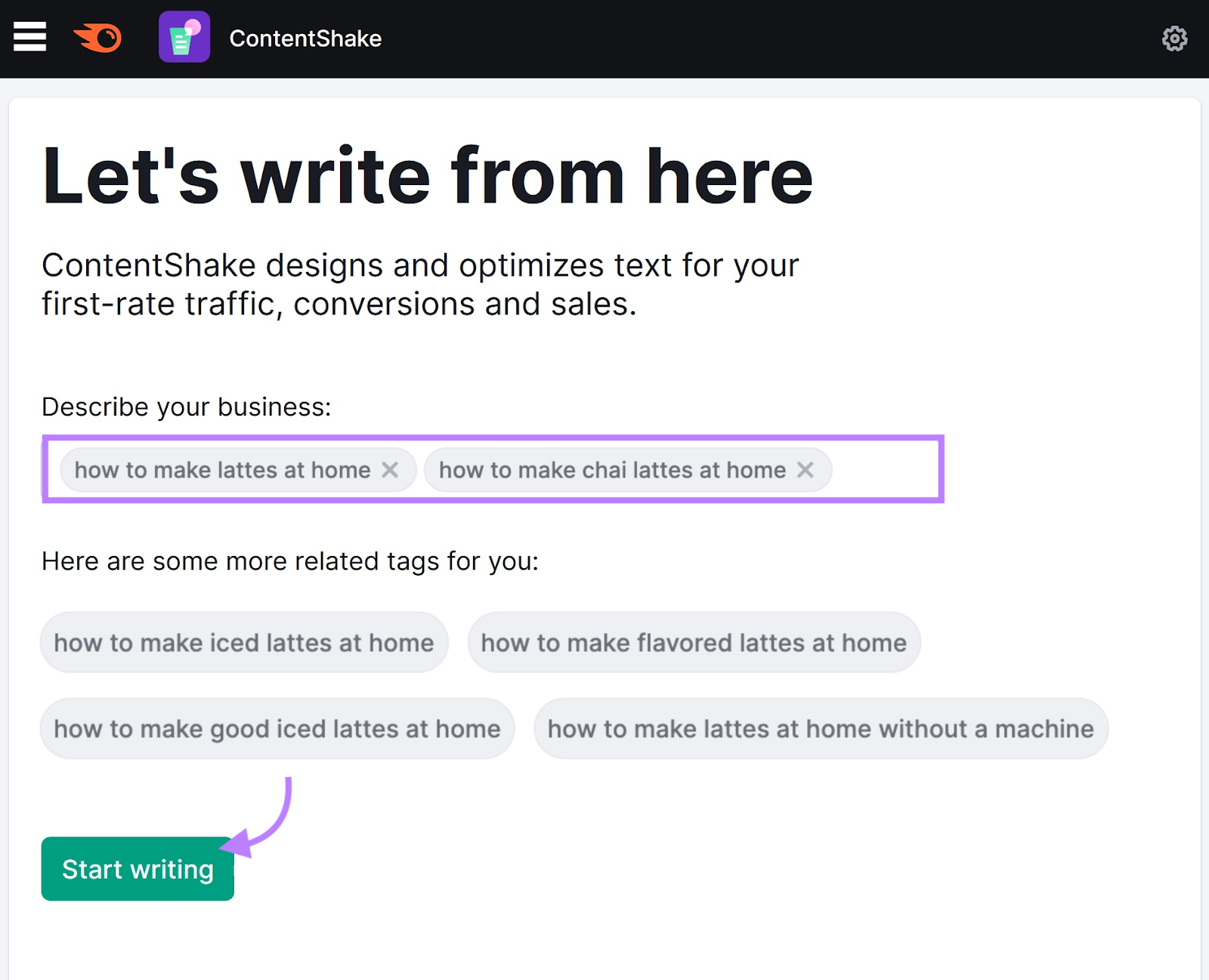 ContentShake AI dashboard