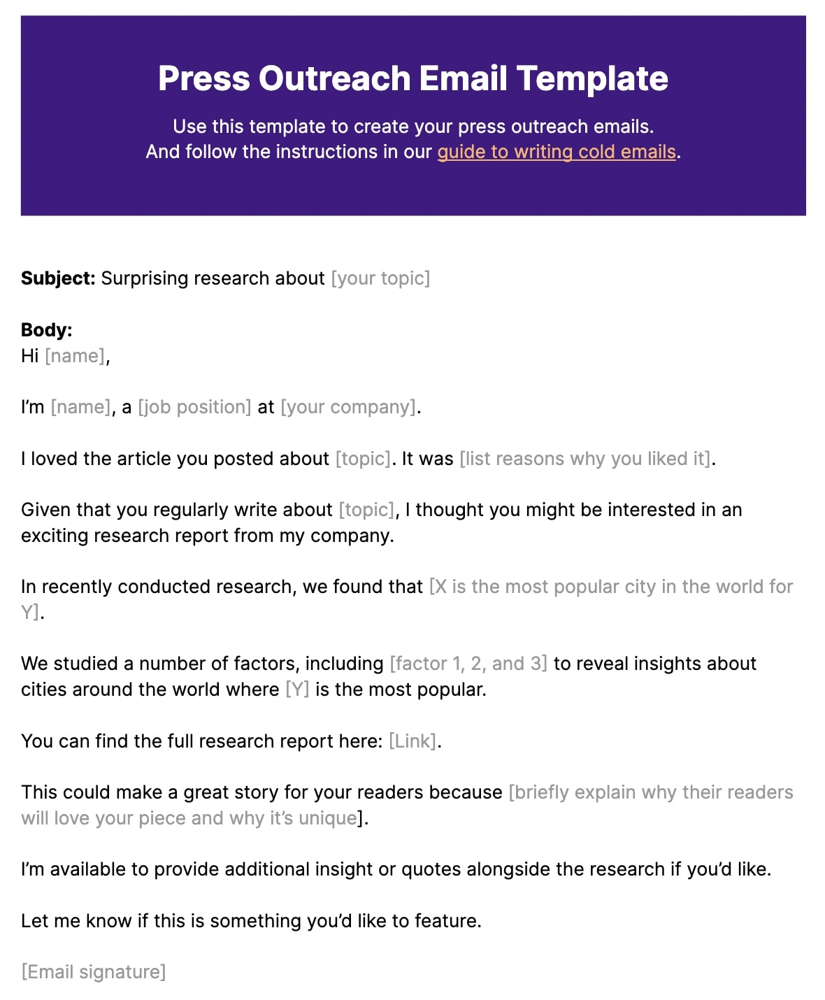 Press Outreach Email Template