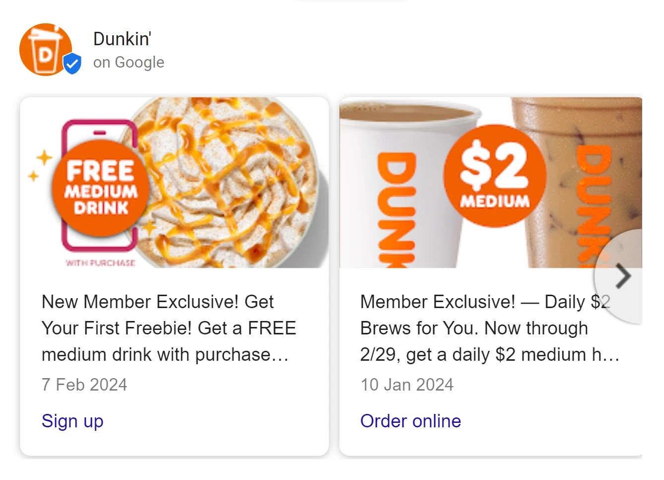 Dunkin's posts on Google