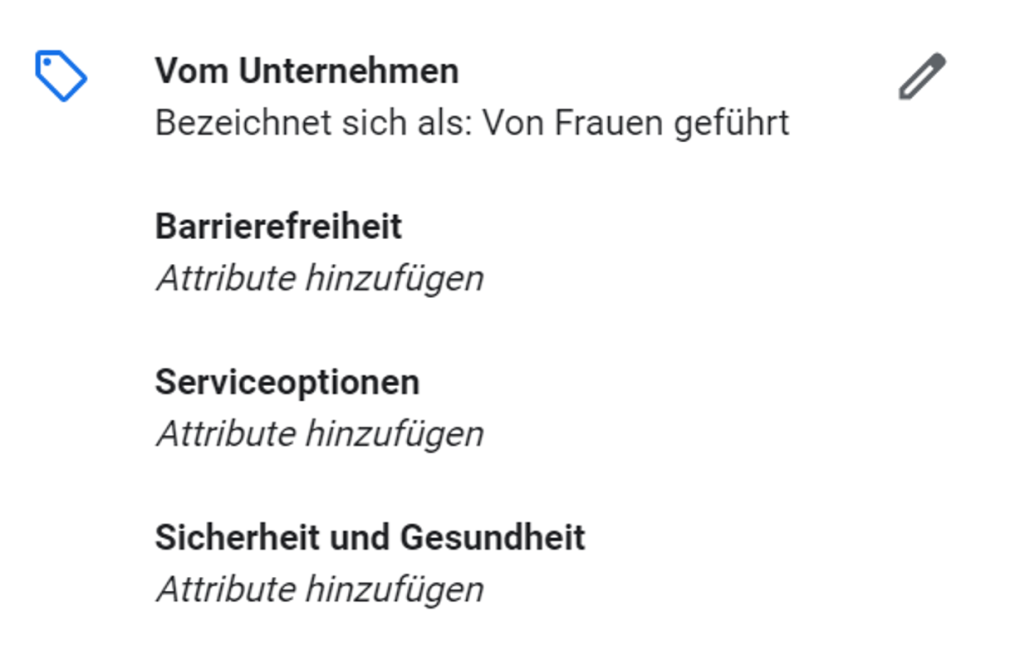 Attribute im Info-Tab hinzufügen