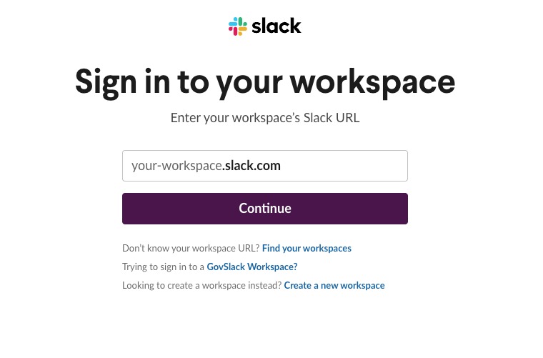 Signing into your Slack workspace via AI Automated Data Connector.