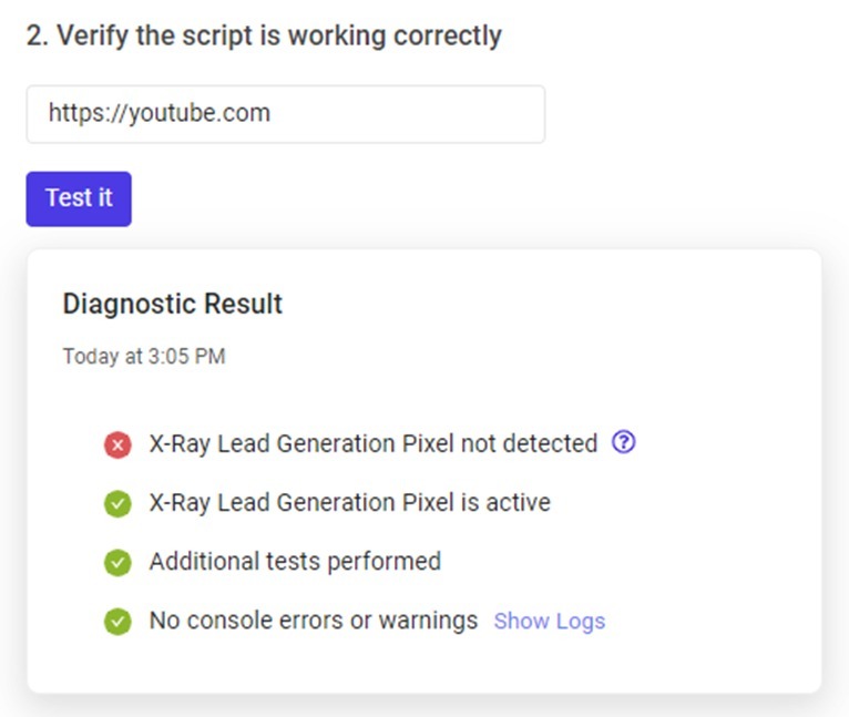 A negative diagnostic result example.