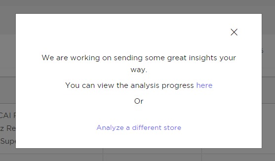 Status notification in the ‘Store Analysis’ feature of Product Research Pulse.