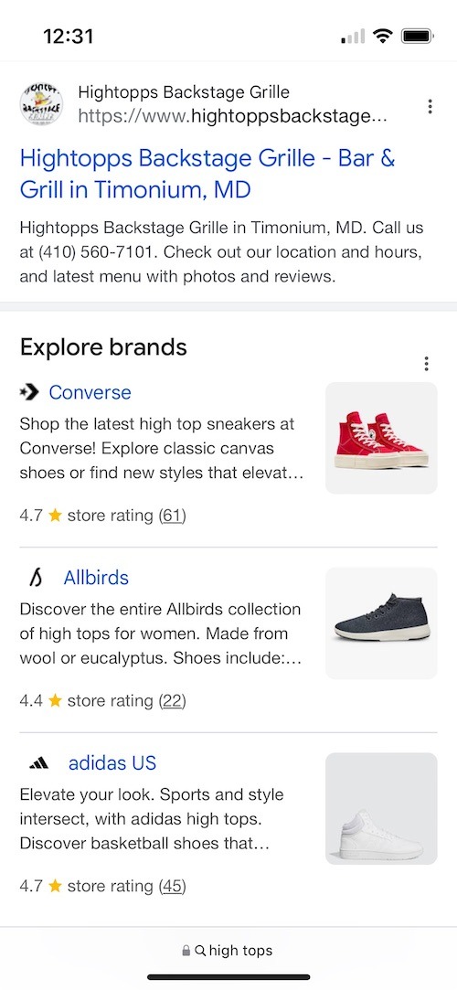 SERP Features: Explore Brands image 2